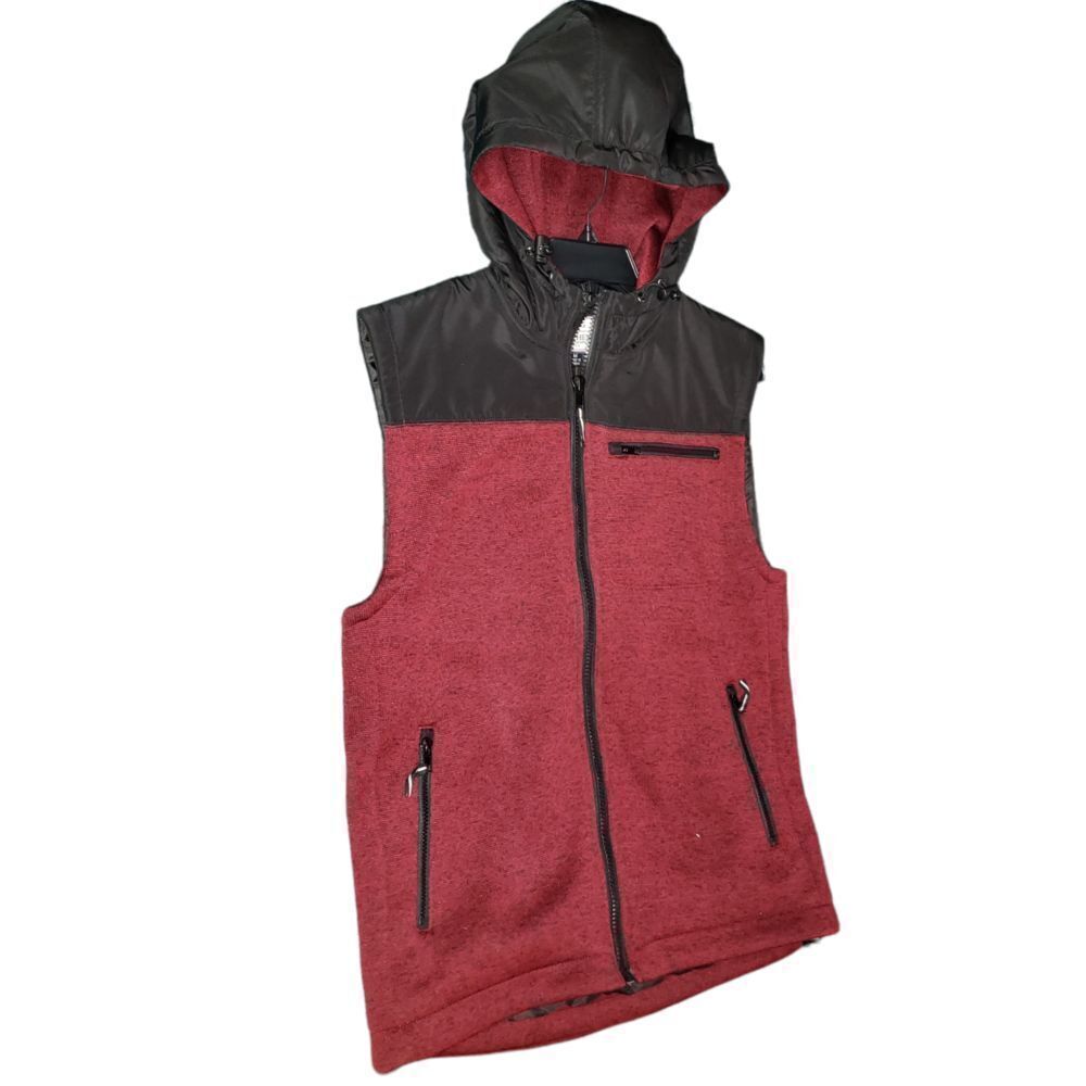 Flag & Anthem Hooded Zippered Vest Red Black Men's Medium Luxury McCaffrey